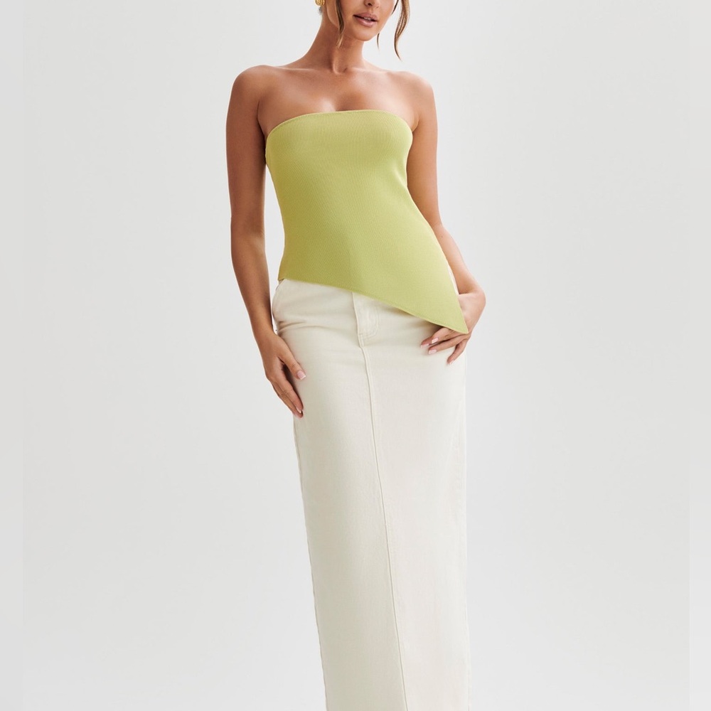 Meshki Asymmetrical Knit Top XL NWT Green